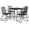 vidaXL Juego de comedor de jard&iacute;n 5 piezas rat&aacute;n PVC negro