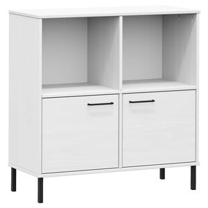 vidaXL Librer&iacute;a patas de metal OSLO madera maciza blanco 90x35x90,5 cm