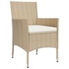 vidaXL Set comedor de jard&iacute;n 3 pzas con cojines rat&aacute;n sint&eacute;tico beige
