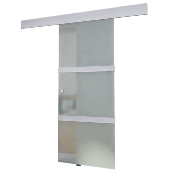 vidaXL Puerta corredera de cristal y aluminio 178 cm plateado