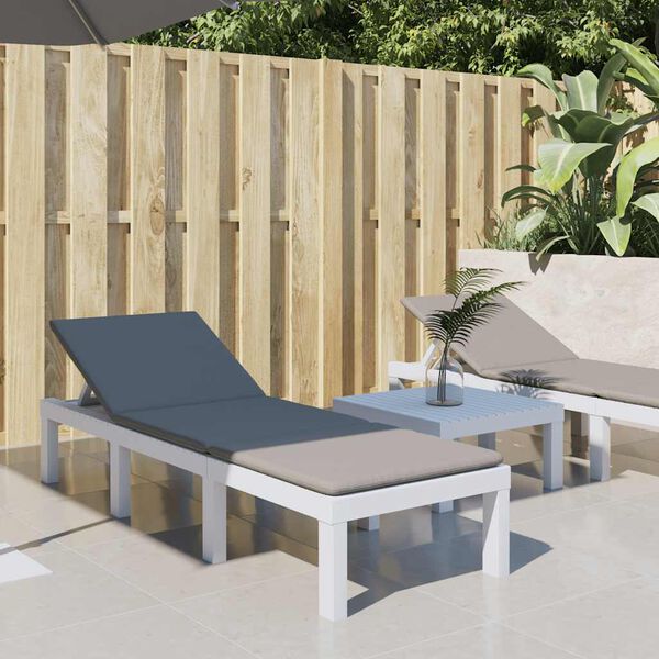 vidaXL Tumbona con cojines PP blanco