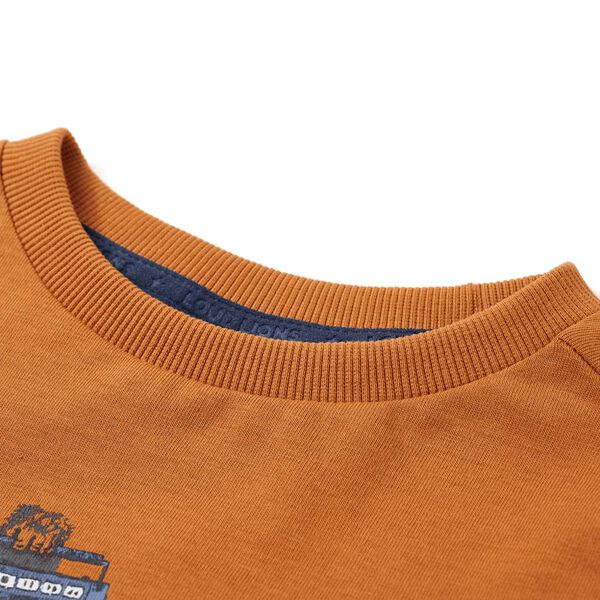 Camiseta infantil de manga larga ocre oscuro 92