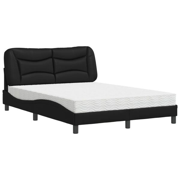 vidaXL Cama con colchón Hvar cuero sintético negro 120x200 cm