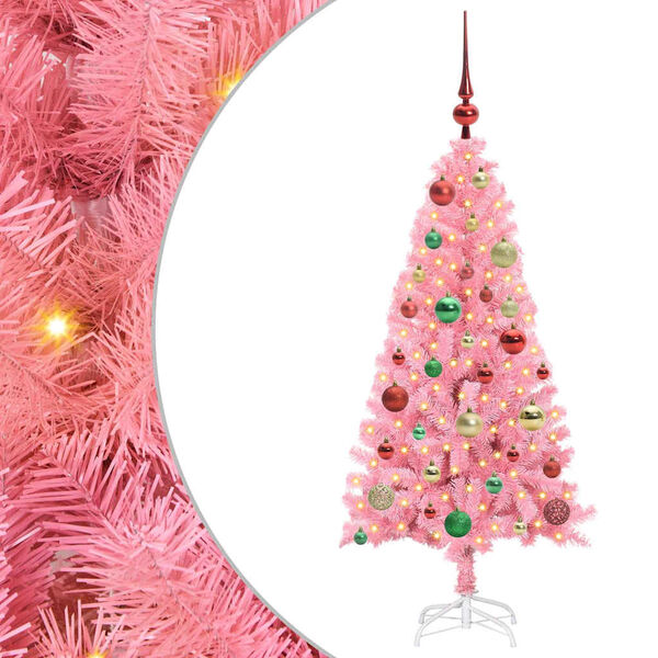 vidaXL Árbol de Navidad con 150 LED con soporte Rosa 120 cm PVC