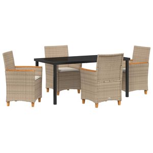 vidaXL Conjunto de Comedor de Jard&iacute;n 5 pcs Beige rat&aacute;n sint&eacute;tico