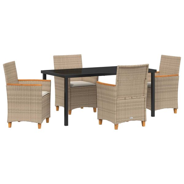 vidaXL Conjunto de Comedor de Jardín 5 pcs Beige ratán sintético