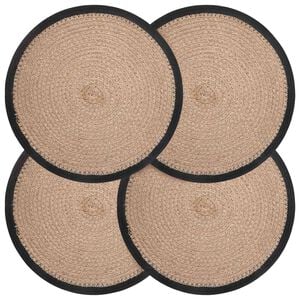 vidaXL Manteles de yute 4 uds. Natural y negro 100% yute tosas