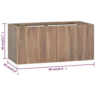 vidaXL Armario de baño de pared madera maciza de teca 90x39x40 cm