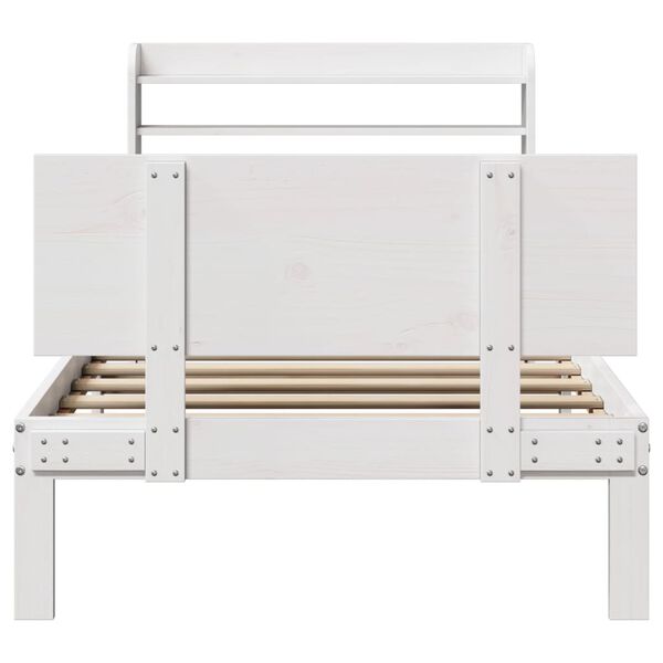 vidaXL Estructura de cama con cabecero madera pino blanco 75x190 cm