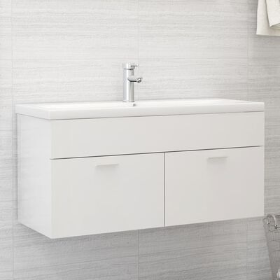 vidaXL Mueble con lavabo madera de ingeniería blanco brillante