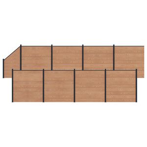 vidaXL Panel de valla 9 pcs WPC y Aluminio Marr&oacute;n