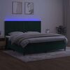 vidaXL Cama box spring colch&oacute;n y LED terciopelo verde oscuro 200x200cm