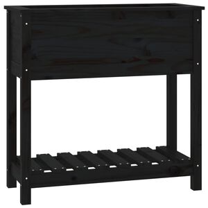 vidaXL Jardinera con estante madera maciza pino negro 82,5x34,5x81 cm