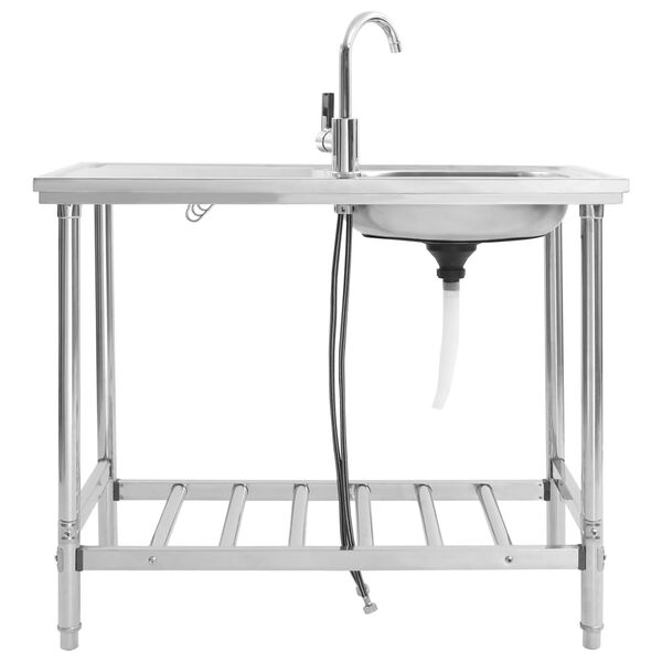 vidaXL Fregadero de camping de un seno y grifo acero inoxidable