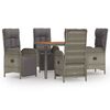 vidaXL Set comedor de jard&iacute;n 5 piezas con cojines rat&aacute;n sint&eacute;tico gris