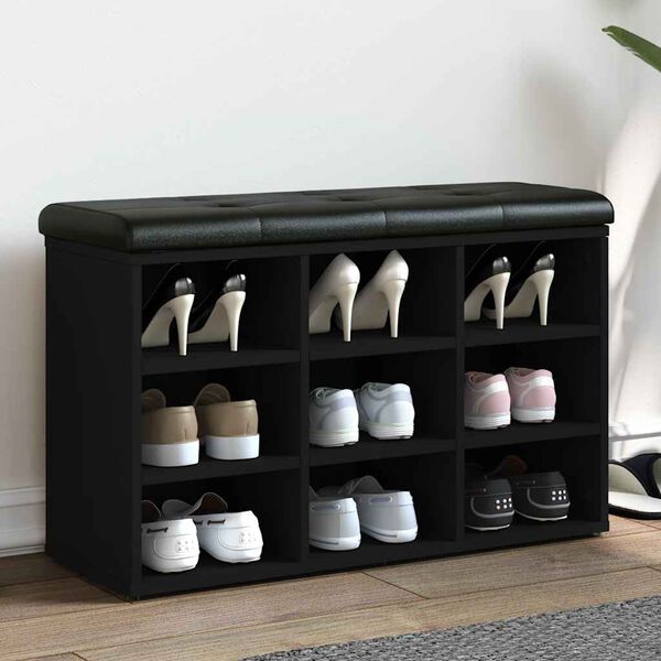 vidaXL Zapatero madera de ingenier&iacute;a negro 82x32x50 cm