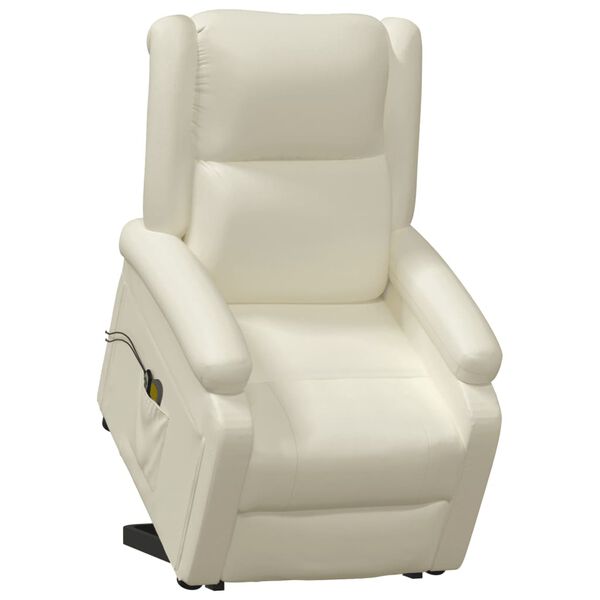 vidaXL Sill&oacute;n de masaje elevable cuero sint&eacute;tico crema