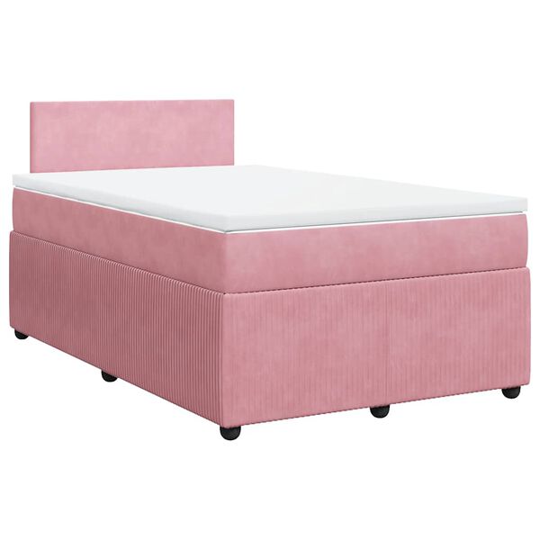 vidaXL Cama box spring con colch&oacute;n terciopelo rosa 120x200 cm