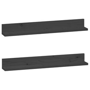 vidaXL Estantes de pared 2 uds madera maciza de pino gris 80x11x9 cm