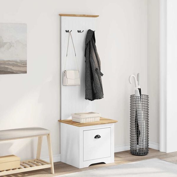 vidaXL Mueble de entrada con ganchos BODO blanco y marrón 50x40x157 cm