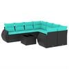 vidaXL Conjunto de sof&aacute; de jard&iacute;n de 9 piezas con cojines negro