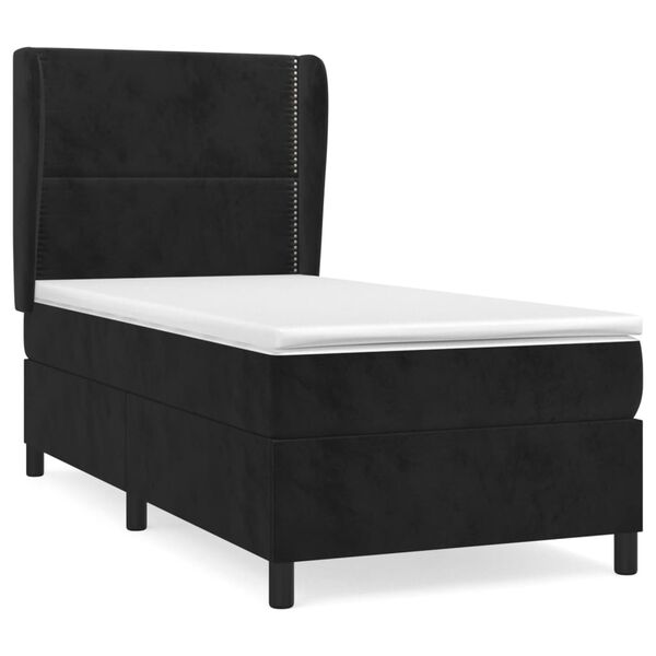 vidaXL Cama box spring con colch&oacute;n terciopelo negro 90x200 cm