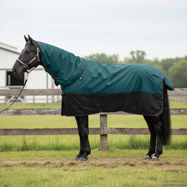 vidaXL Manta para Caballo Verde Oscuro y Negro 75 cm Poli&eacute;ster