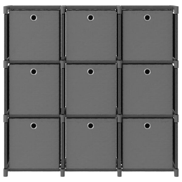 vidaXL Estantería de 9 cubos con cajas de tela gris 103x30x107,5 cm