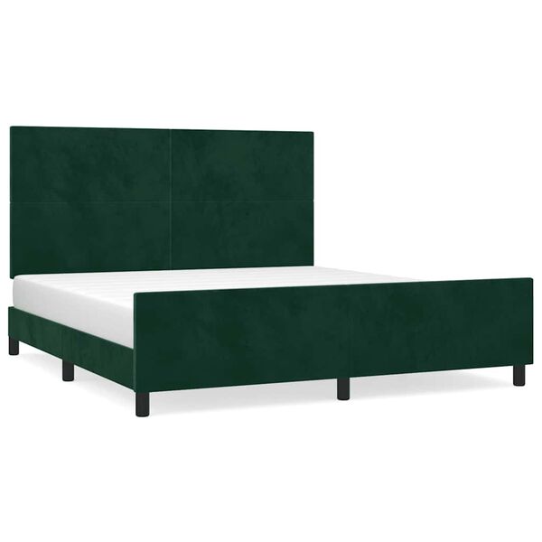 vidaXL Estructura cama con cabecero terciopelo verde oscuro 180x200 cm