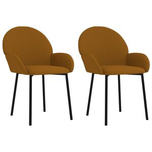 vidaXL Sillas de comedor 2 unidades terciopelo marr&oacute;n