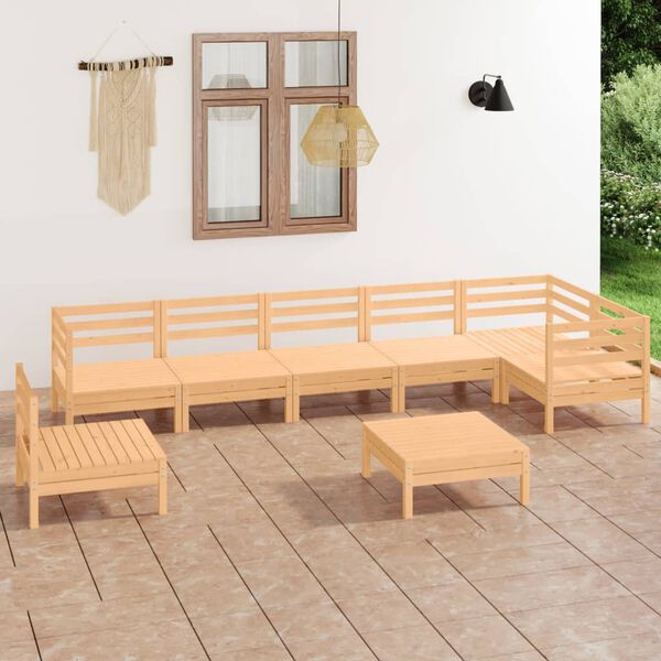 vidaXL Juego de muebles de jardín 8 piezas madera maciza de pino