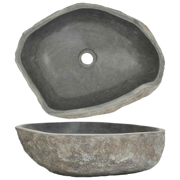 vidaXL Lavabo ovalado piedra de r&iacute;o (45-53)x(34-41) cm