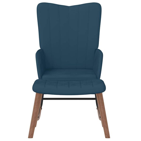 vidaXL Silla mecedora con reposapi&eacute;s terciopelo azul