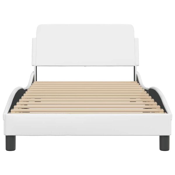 vidaXL Estructura de cama Dover cuero sint&eacute;tico blanco 100x203cm