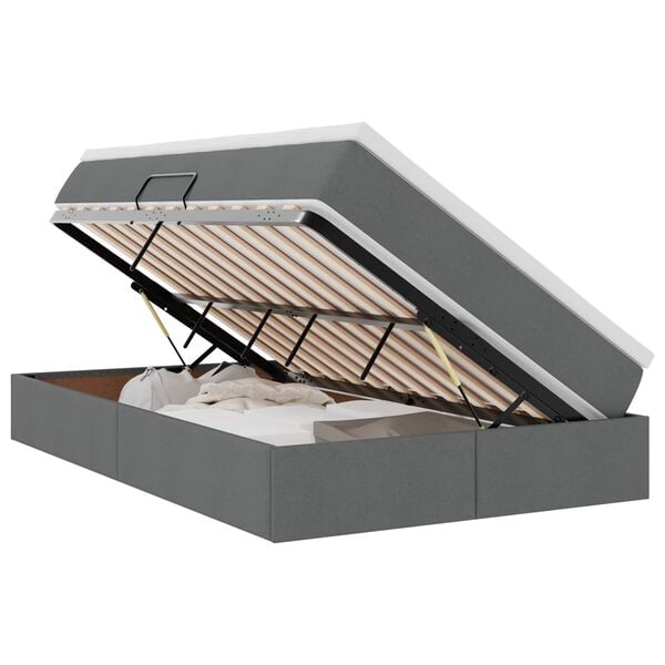 vidaXL Cama con almacenamiento y colch&oacute;n Gris oscuro 120 x 190 cm