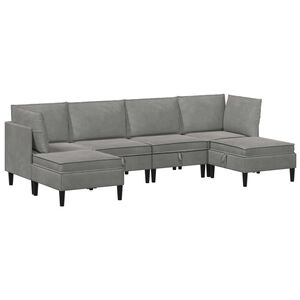 vidaXL Juego de muebles de sal&oacute;n con coj&iacute;n 6 pcs Gris Claro Terciopelo