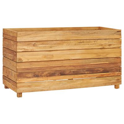 vidaXL Arriate elevado madera de teca reciclada y acero 100x40x55 cm