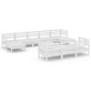 vidaXL Juego de muebles de jardín 11 pzas madera maciza de pino blanco