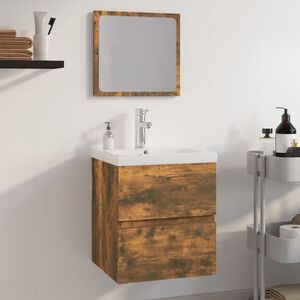 vidaXL Set de muebles de ba&ntilde;o madera contrachapada color roble ahumado