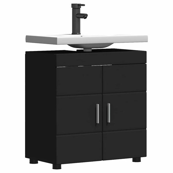 vidaXL Juego de Muebles de Ba&ntilde;o TULUM Negro 60 x 34 x 63 cm