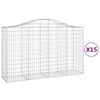 vidaXL Cestas gaviones 15 uds forma de arco hierro 200x50x120/140 cm