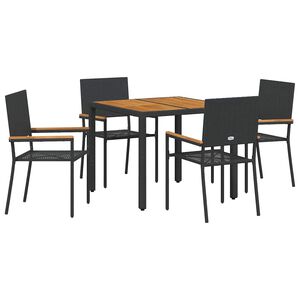 vidaXL Conjunto de Comedor de Jard&iacute;n 5 pcs Negro rat&aacute;n sint&eacute;tico
