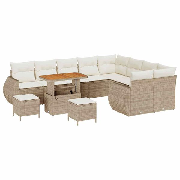 vidaXL Conjunto de sofás de jardín 12 pcs Beige ratán sintético