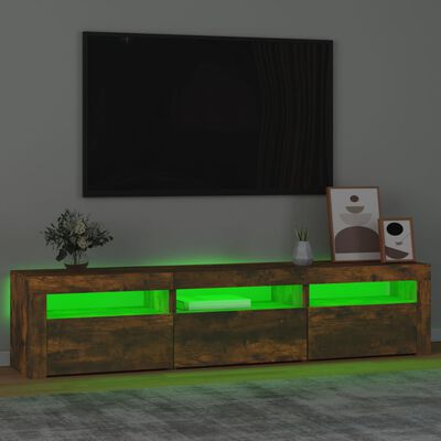 vidaXL Mueble de TV con luces LED color roble ahumado 180x35x40 cm