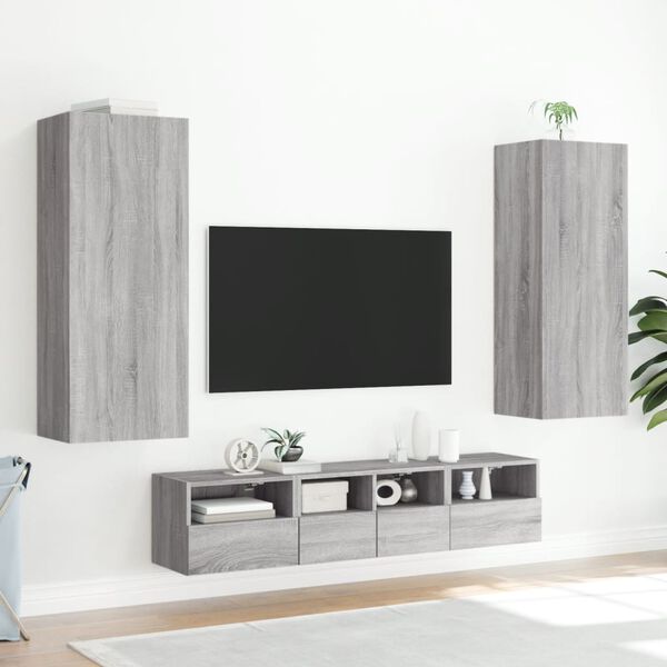 vidaXL Mueble TV de pared madera ingenier&iacute;a gris Sonoma 40,5x30x102 cm
