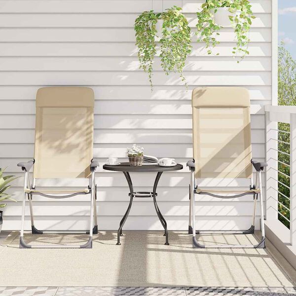 vidaXL Sillas de camping plegables 2 unidades aluminio crema