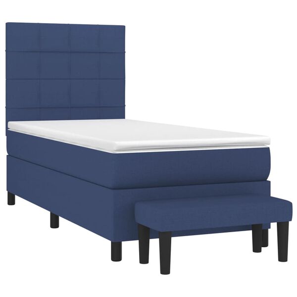 vidaXL Cama box spring con colch&oacute;n tela azul 90x200 cm