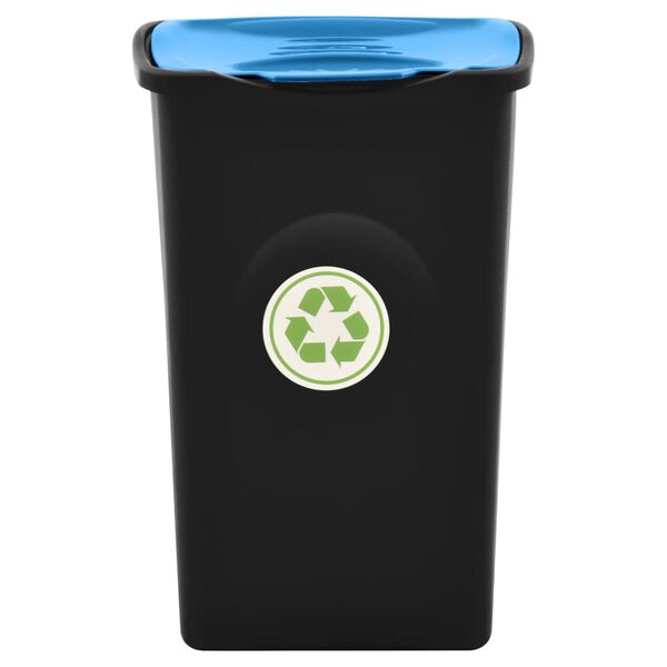 vidaXL Cubo de basura con tapa de bisagra negro y azul 50 L