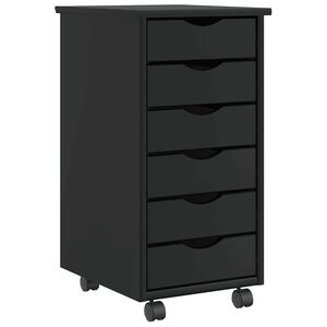 vidaXL Cajonera con ruedas MOSS madera maciza de pino negro