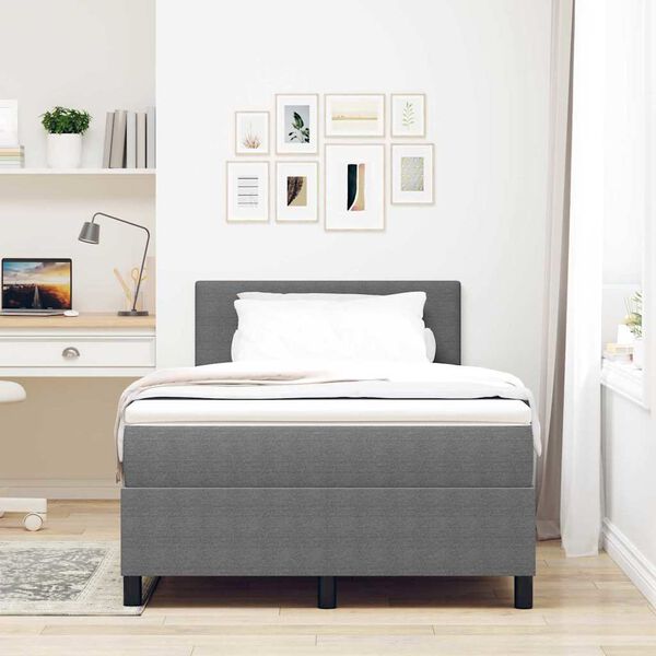 vidaXL Cama Box Spring LED Gris claro y . 120 x 190 cm Tela de Pana